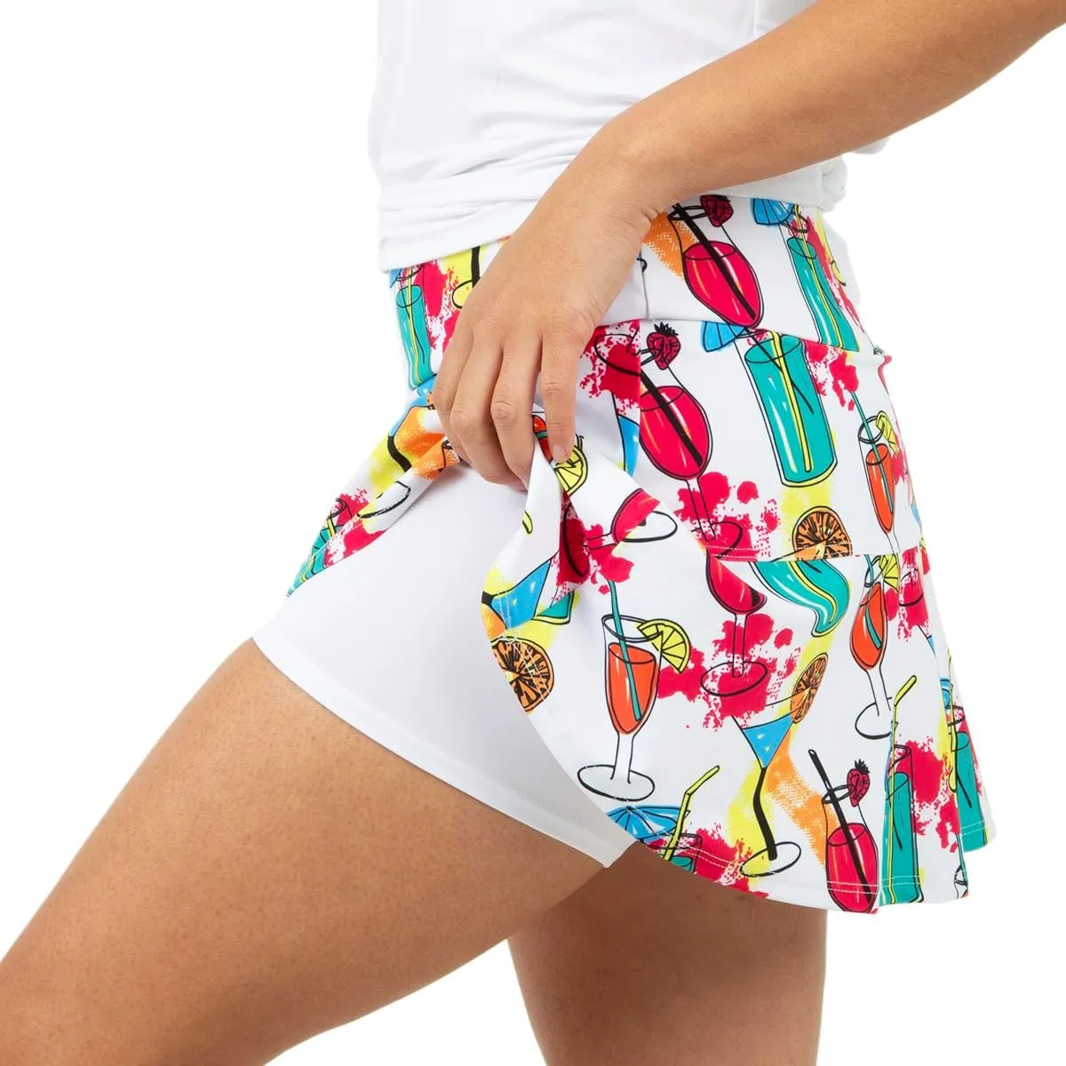 | Cocktails on The Court Tennis Skirt | Pickleball Skirt/Skort with White Shorts