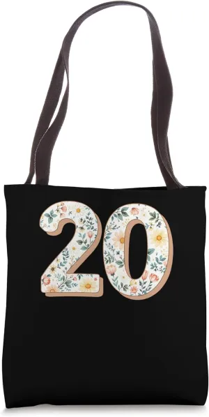 20 Years Old Vintage 20th Birthday Tee Wildflower Women Tote Bag