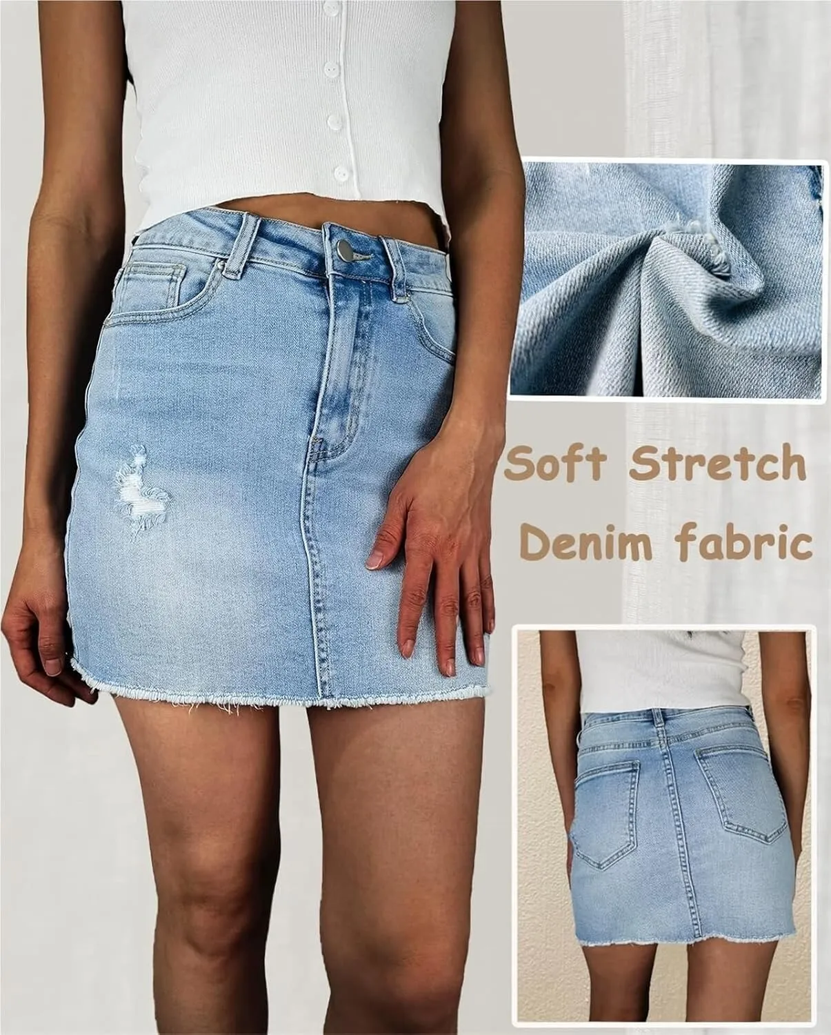 2025 Trendy High-Waisted Rip Denim Mini Skirt for Women Perfect Summer Jean Shorts
