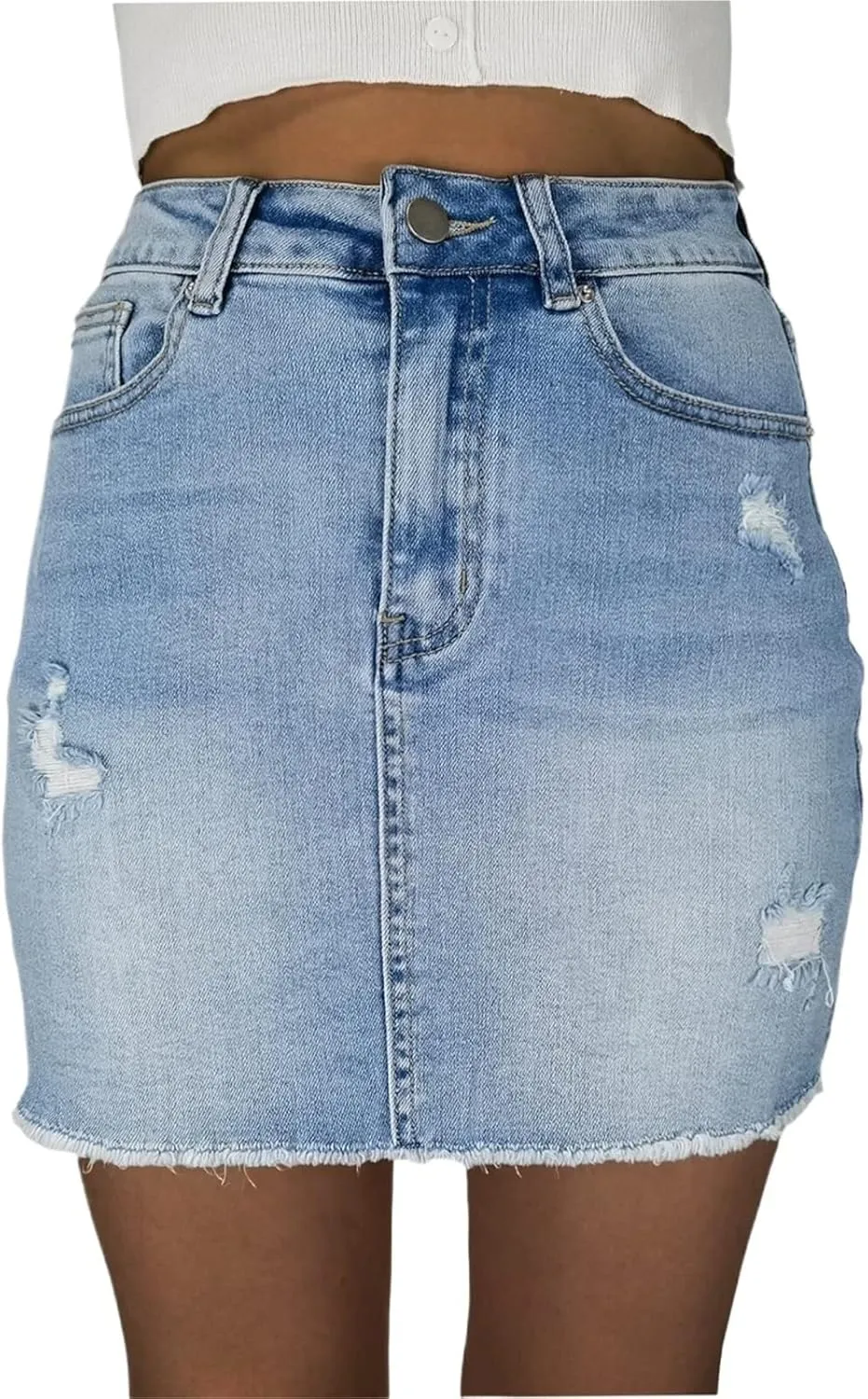 2025 Trendy High-Waisted Rip Denim Mini Skirt for Women Perfect Summer Jean Shorts