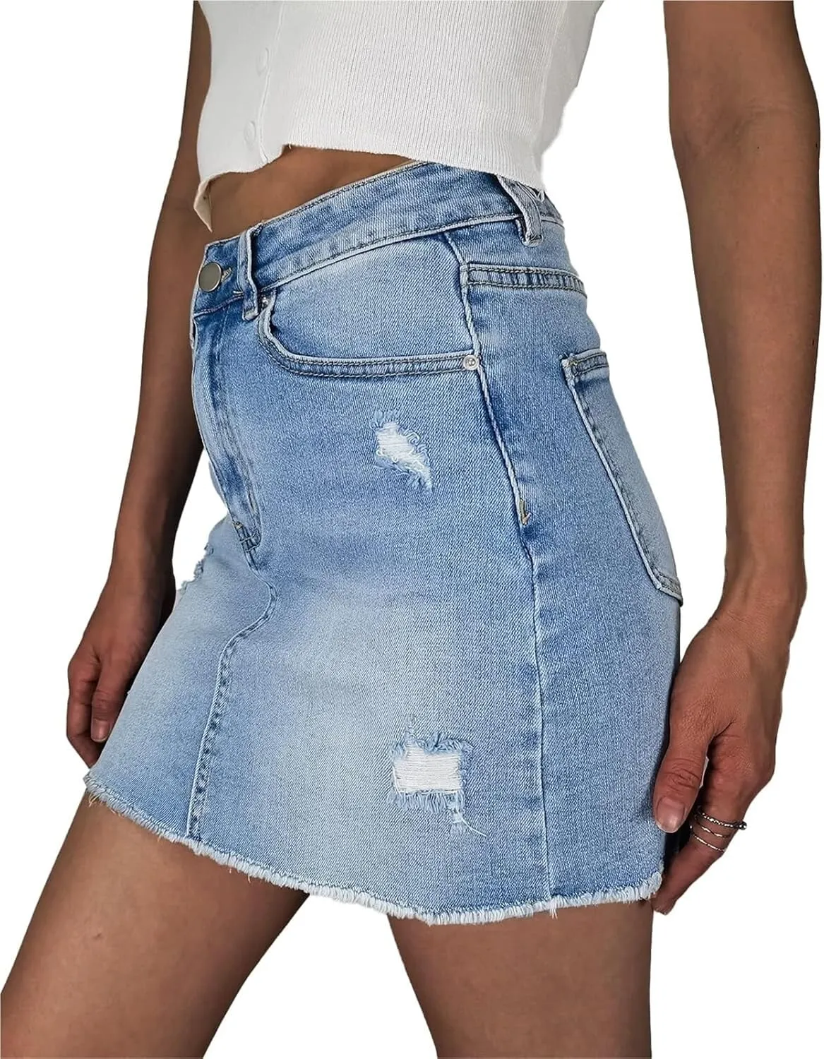 2025 Trendy High-Waisted Rip Denim Mini Skirt for Women Perfect Summer Jean Shorts