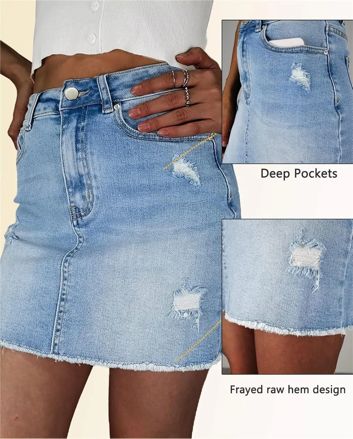 2025 Trendy High-Waisted Rip Denim Mini Skirt for Women Perfect Summer Jean Shorts