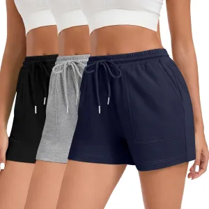 3 Pack Women's Sweat Shorts with Pockets Comfy Lounge High Waist Drawstring Athletic Summer Casual Clothes 2025