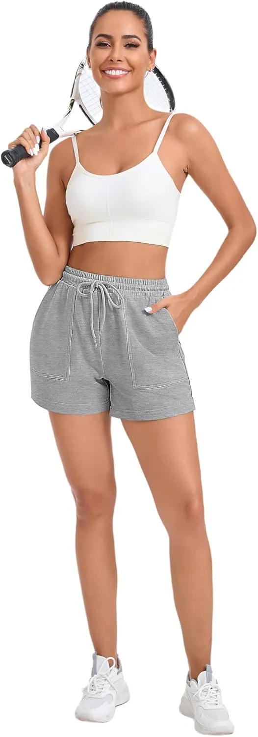 3 Pack Women's Sweat Shorts with Pockets Comfy Lounge High Waist Drawstring Athletic Summer Casual Clothes 2025