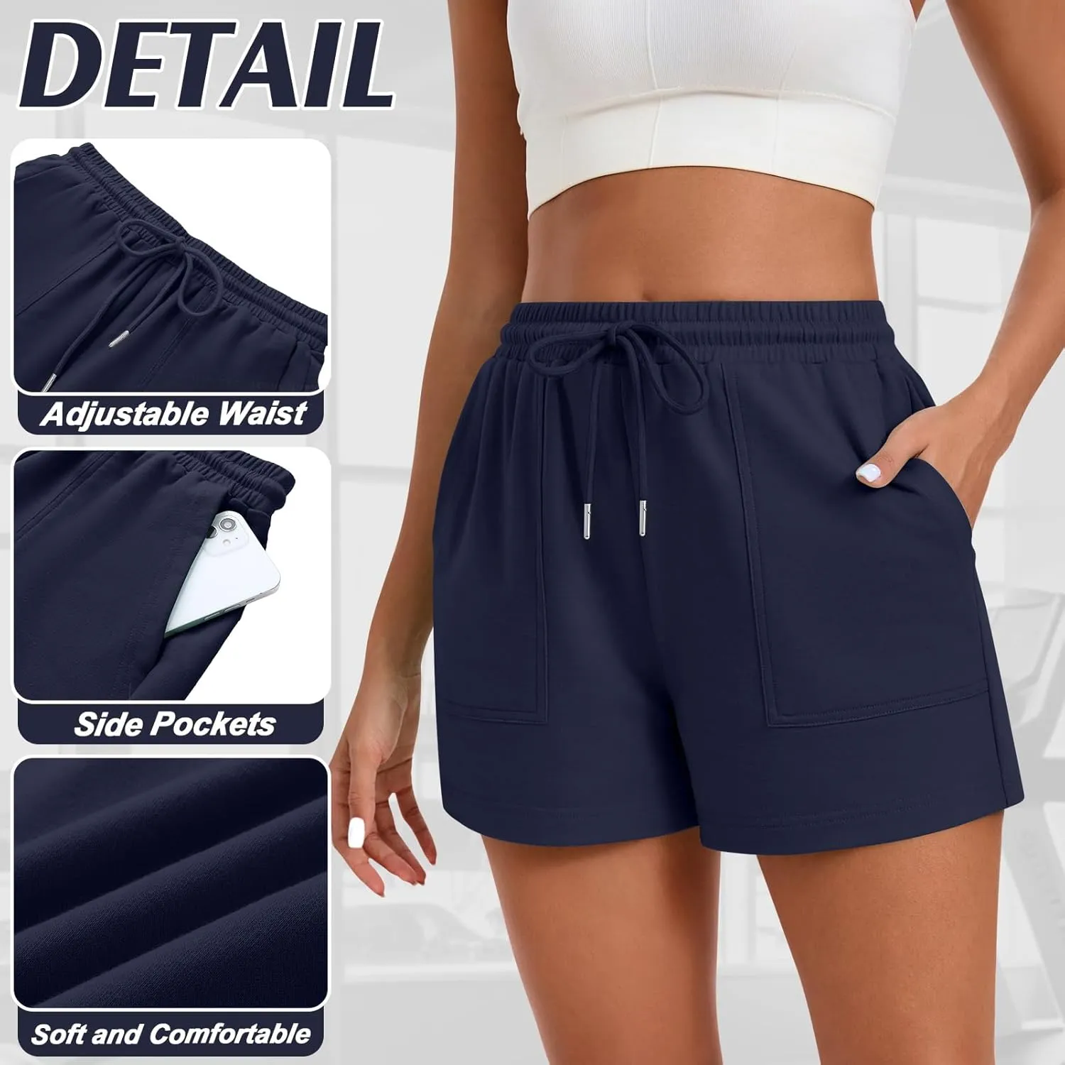 3 Pack Women's Sweat Shorts with Pockets Comfy Lounge High Waist Drawstring Athletic Summer Casual Clothes 2025