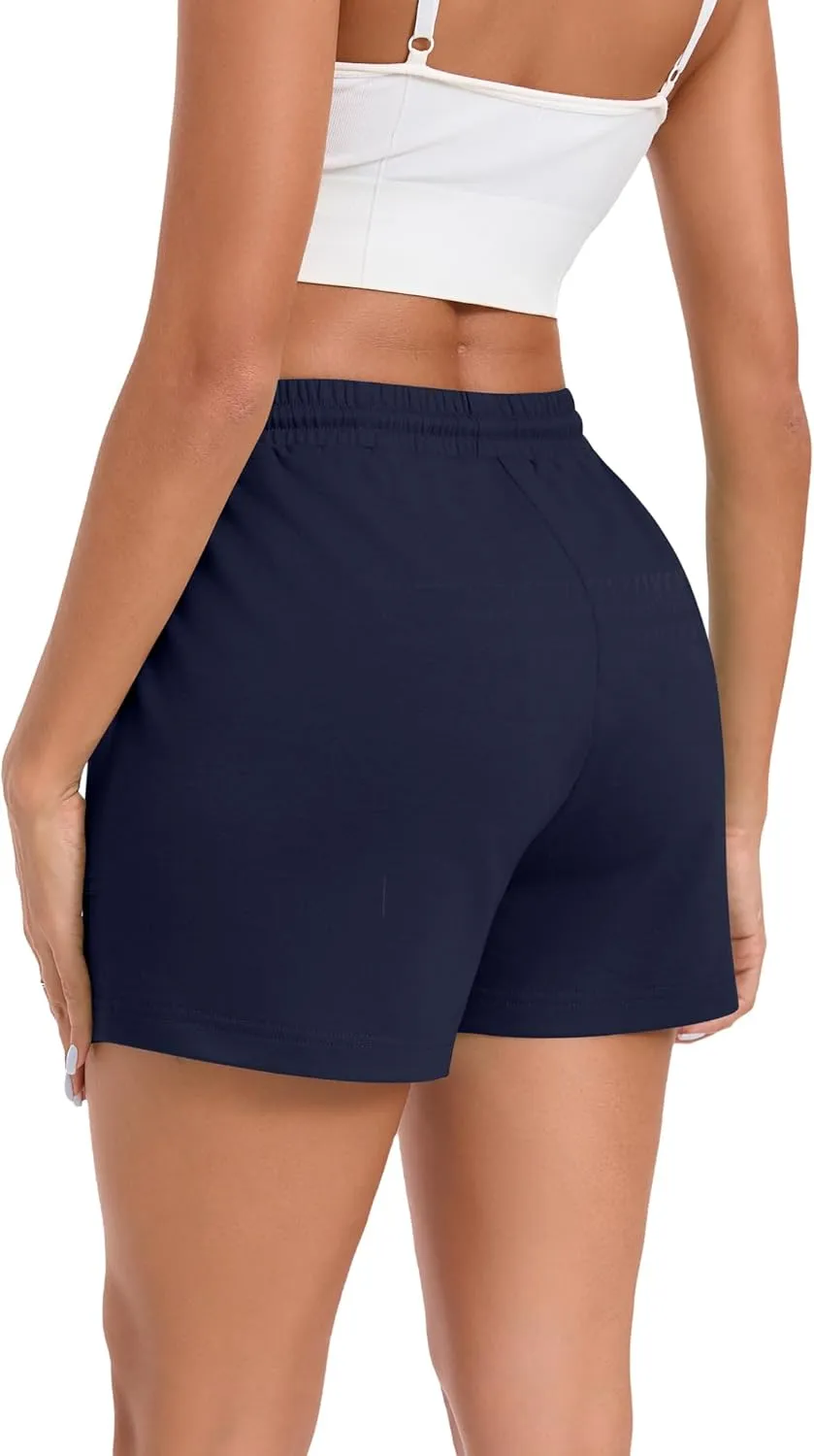 3 Pack Women's Sweat Shorts with Pockets Comfy Lounge High Waist Drawstring Athletic Summer Casual Clothes 2025