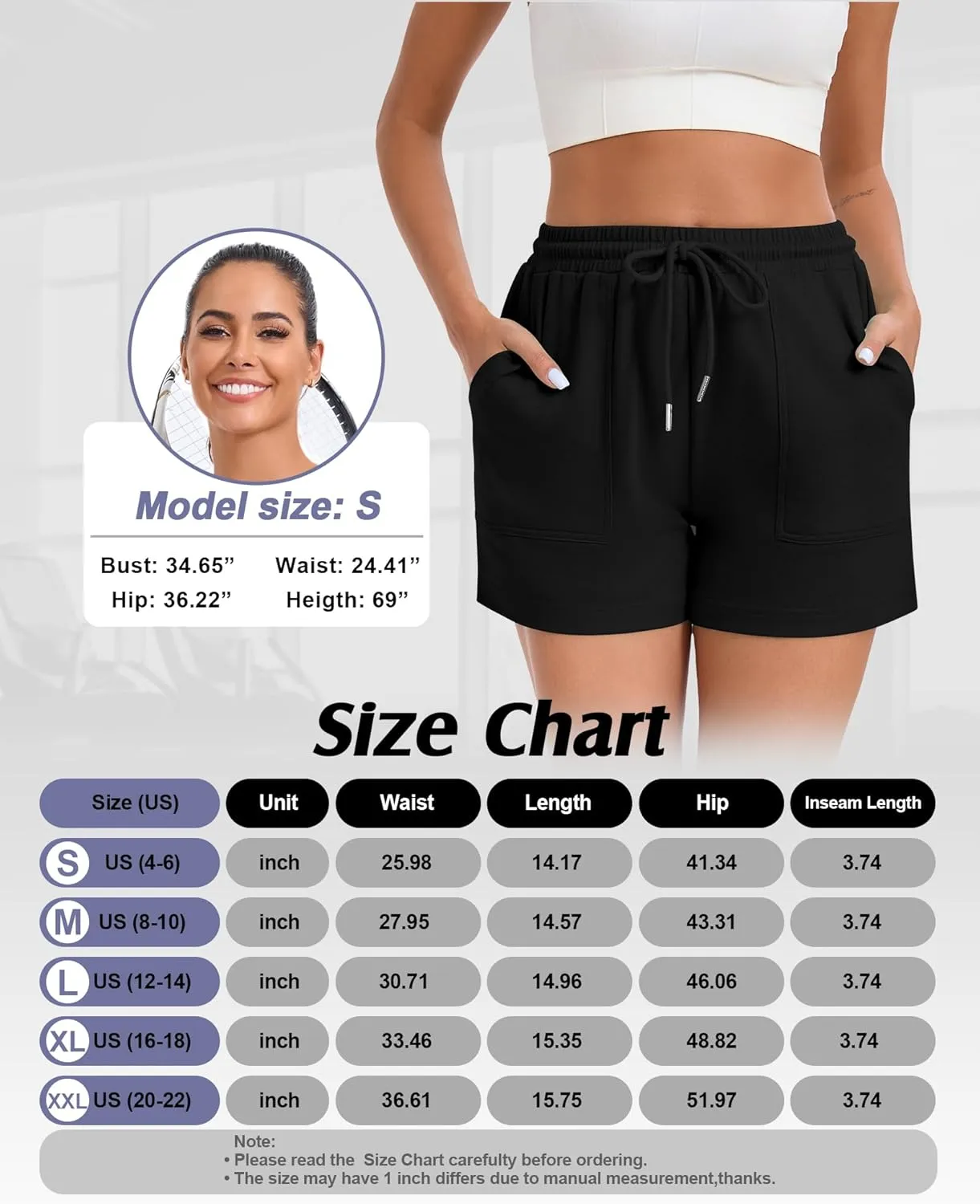 3 Pack Women's Sweat Shorts with Pockets Comfy Lounge High Waist Drawstring Athletic Summer Casual Clothes 2025