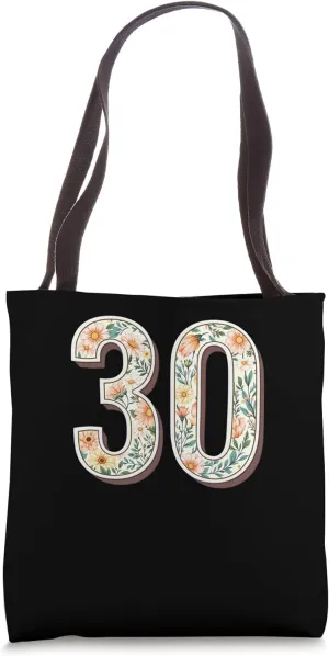 30 Years Old Vintage 30th Birthday Tee Wildflower Women Tote Bag