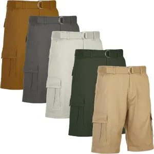 5-Pack Men's Cotton Flex Stretch Cargo Shorts with Belt (Sizes, 30-42)