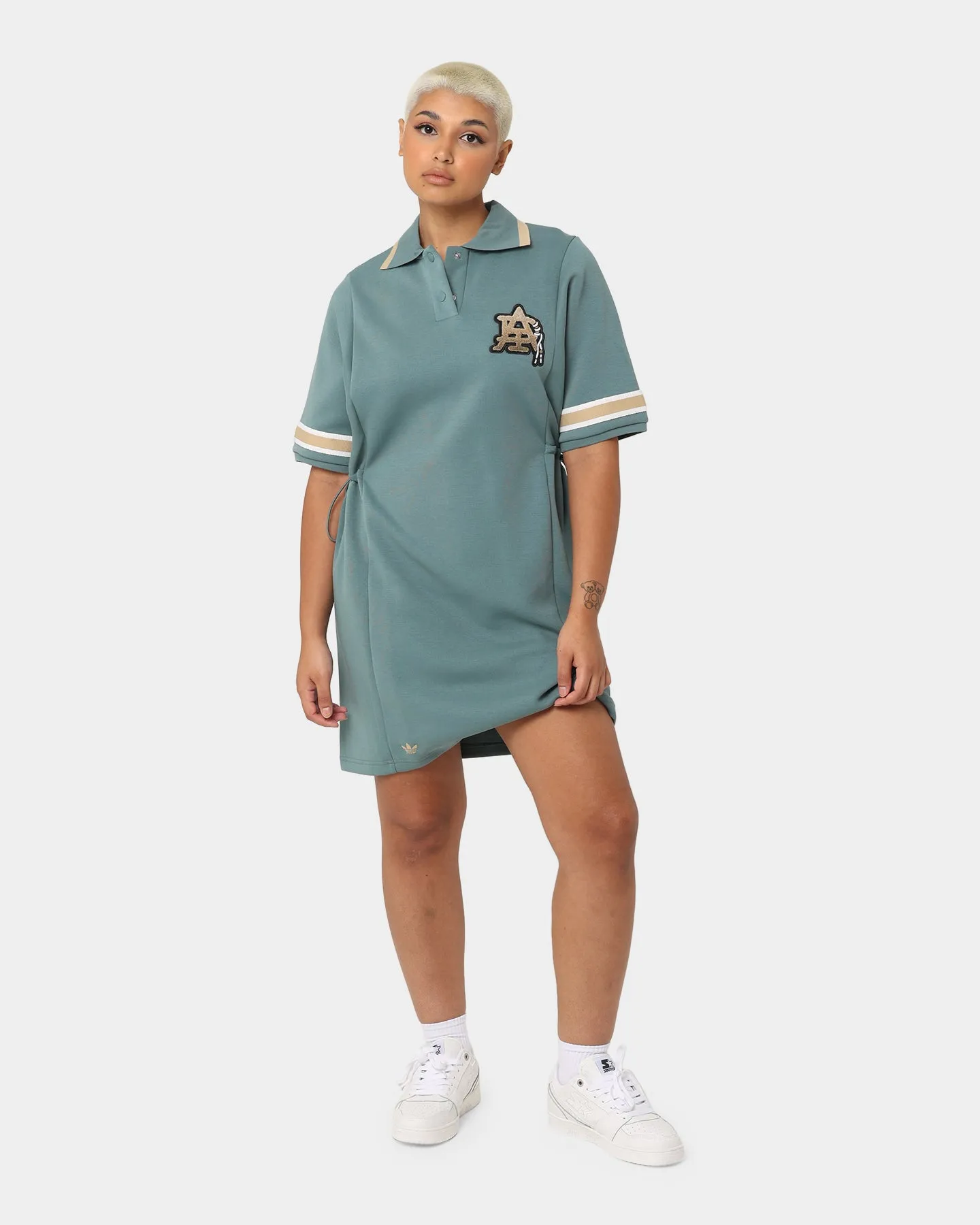 Adidas Women's Modern Collegiate Polo Dress Hazy Emerald