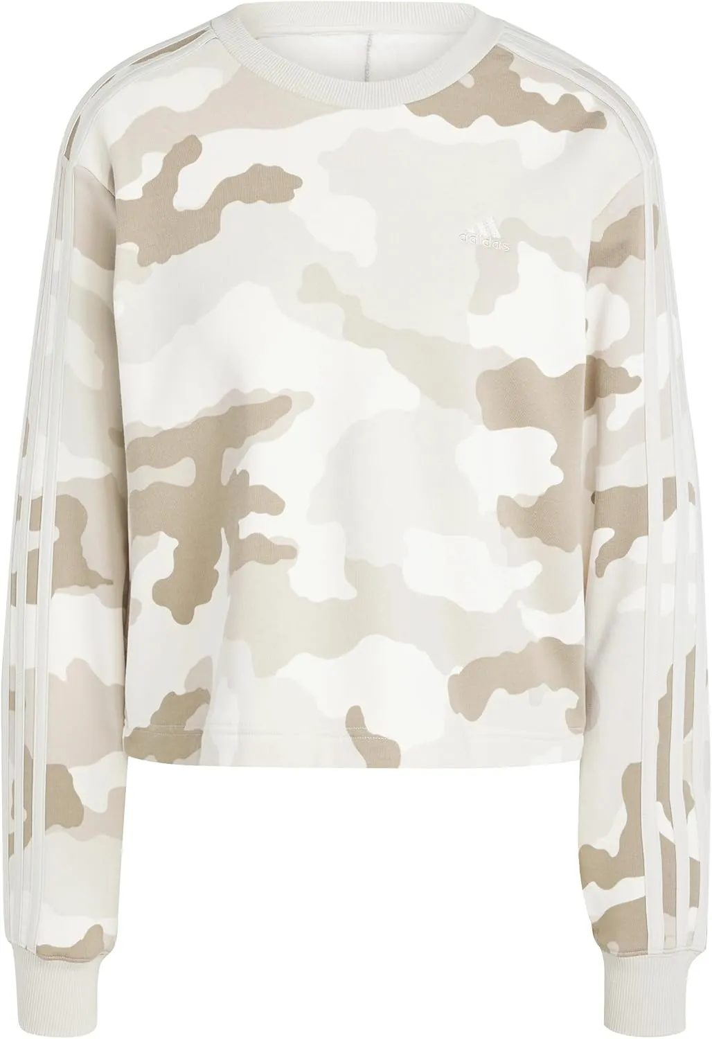 adidas Women's Plus Size Essentials 3 Stripes Camouflage Printed Cropped Sweatshirt