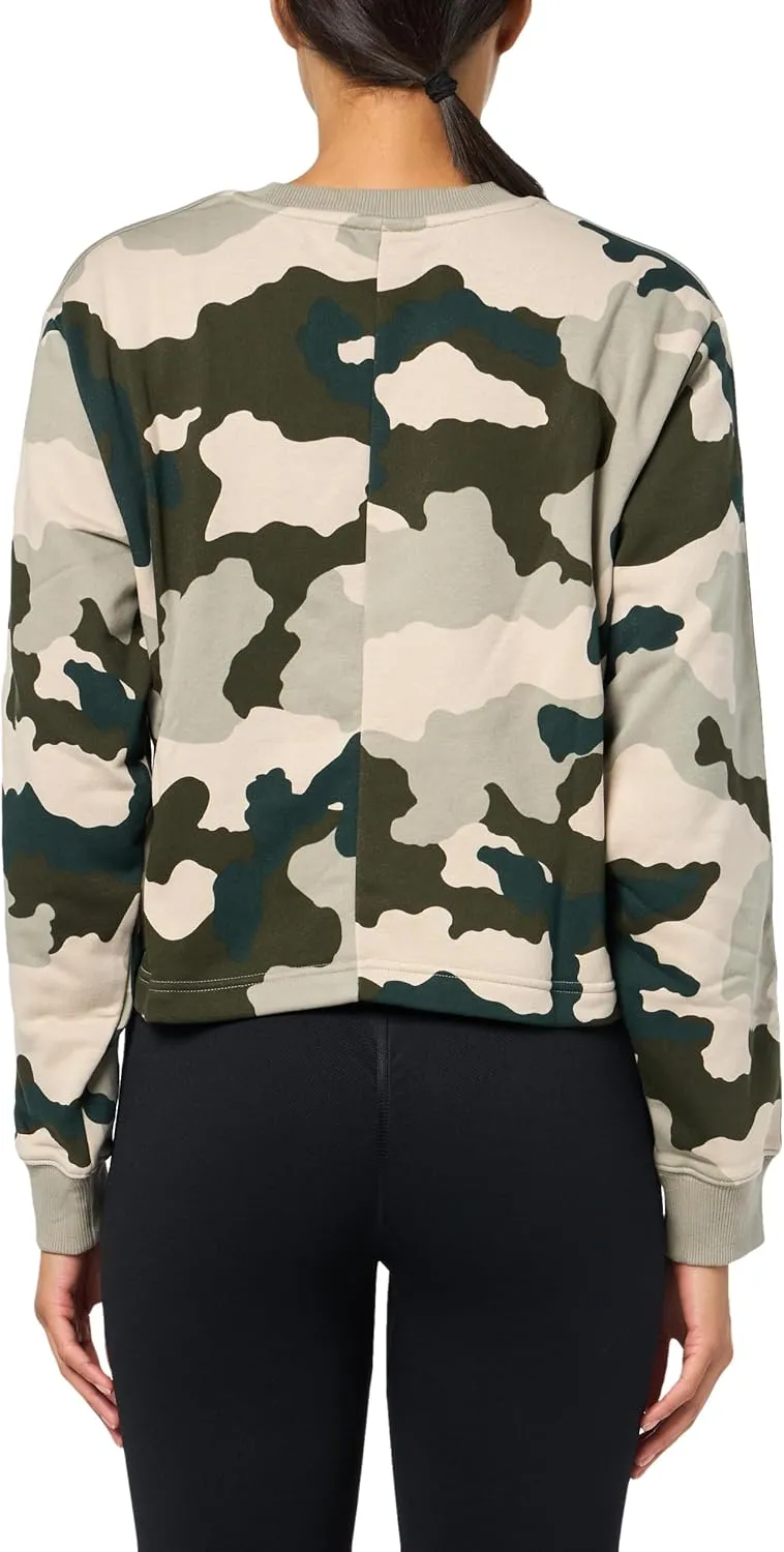 adidas Women's Plus Size Essentials 3 Stripes Camouflage Printed Cropped Sweatshirt