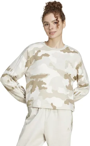 adidas Women's Plus Size Essentials 3 Stripes Camouflage Printed Cropped Sweatshirt