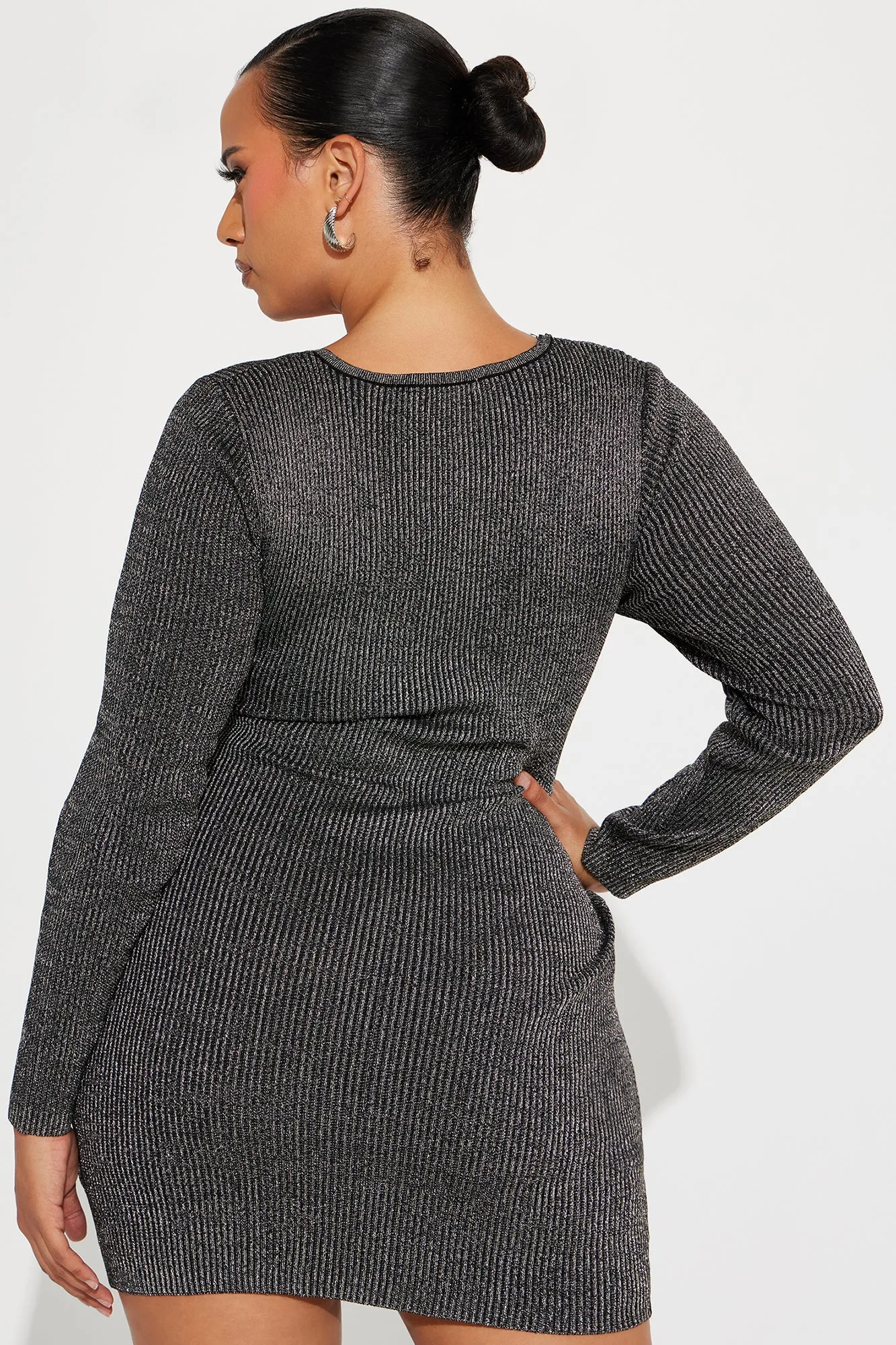 Ahna Ribbed Mini Dress - Black
