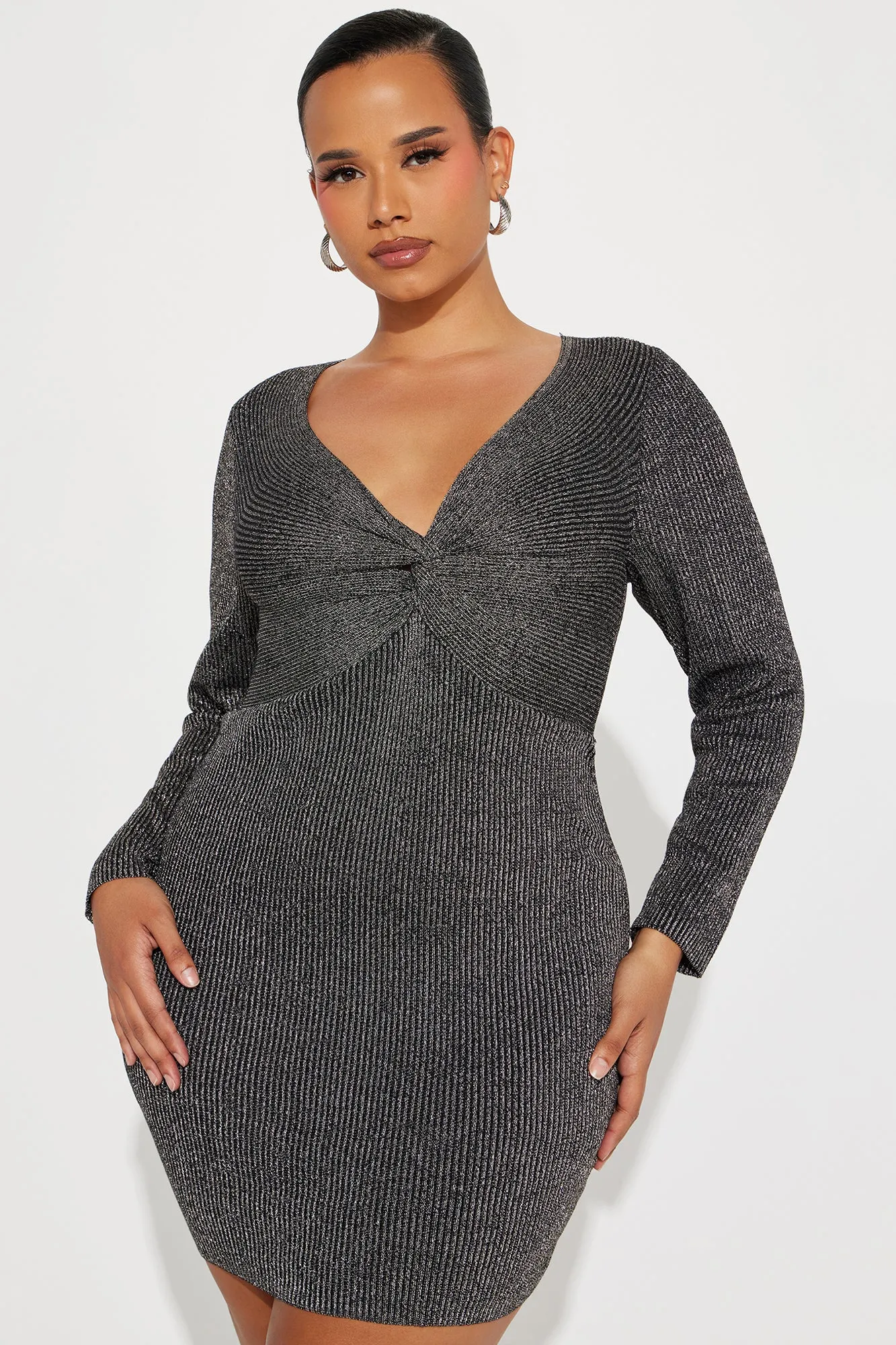 Ahna Ribbed Mini Dress - Black