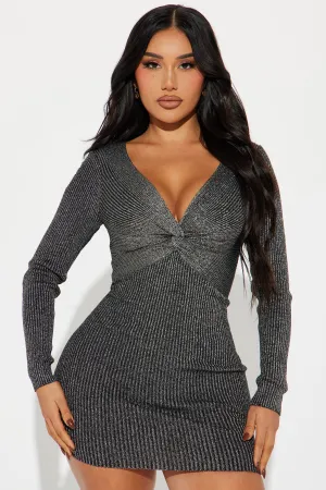 Ahna Ribbed Mini Dress - Black
