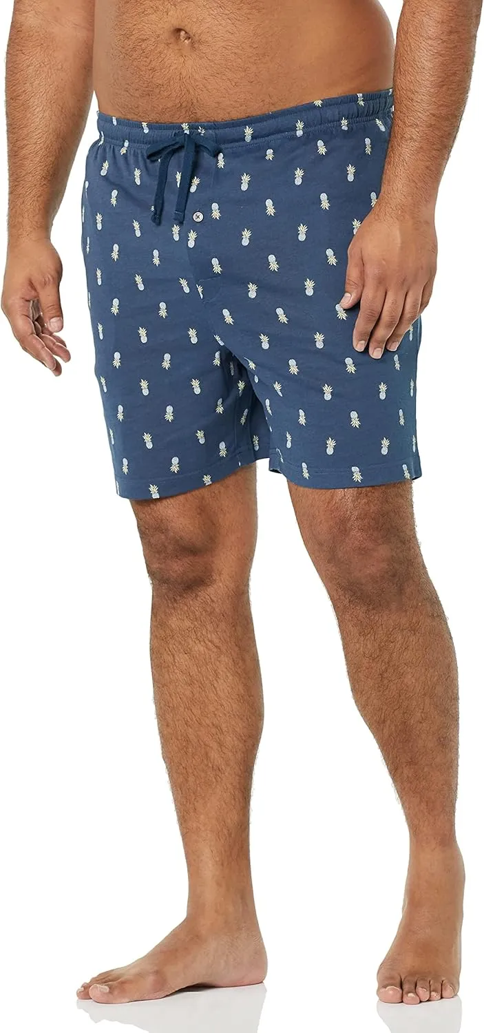 Amazon Essentials Men's 7" Cotton Knit Pajama Shorts, Pack of 2