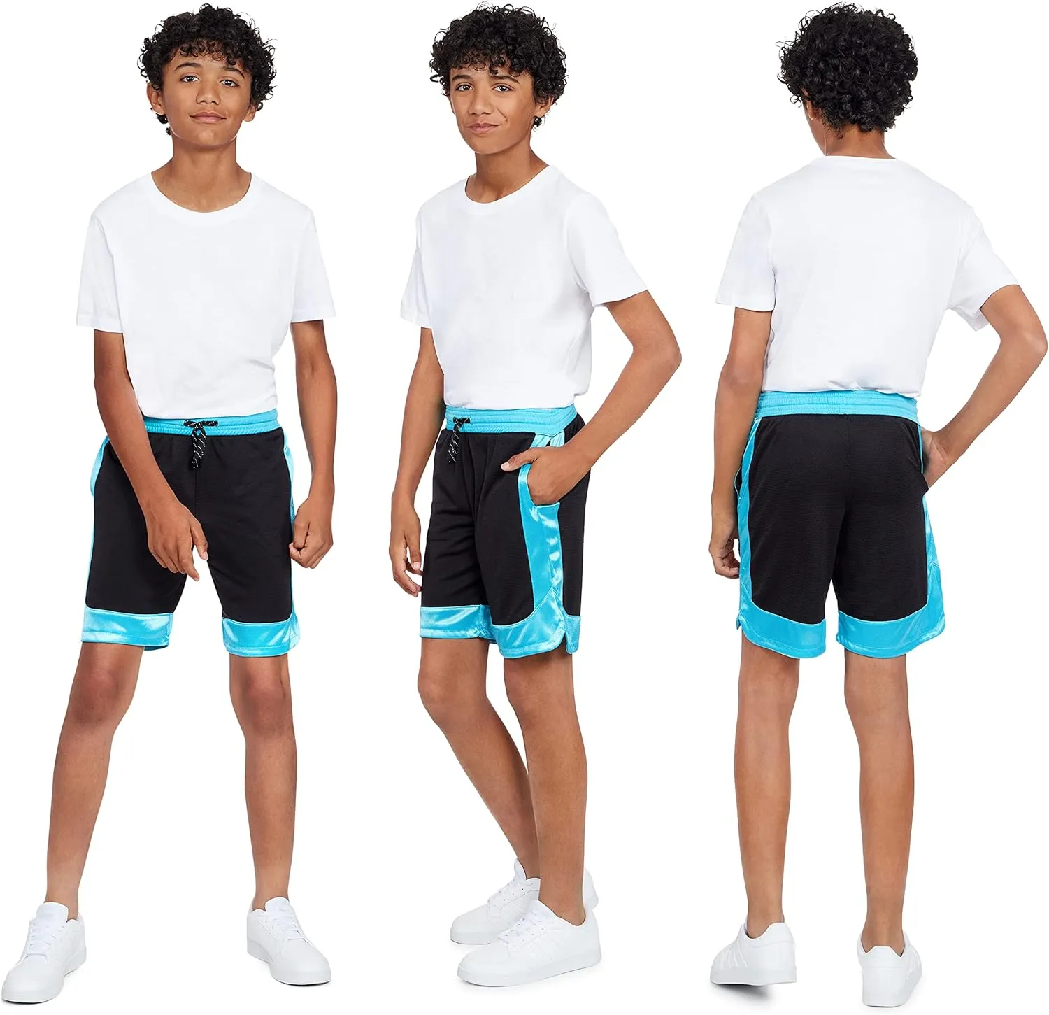 Andrew Scott Boys 3 Pack Active Performance Mesh Style Basketball Sport Shorts