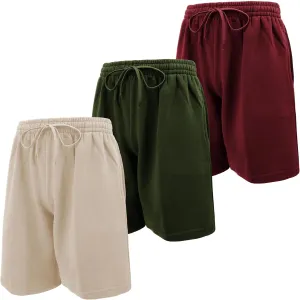 Andrew Scott Mens Cotton Knit Athletic Gym Shorts | Work Out Jogger Sweat Shorts with Drawstring & Pockets - Pack of 3