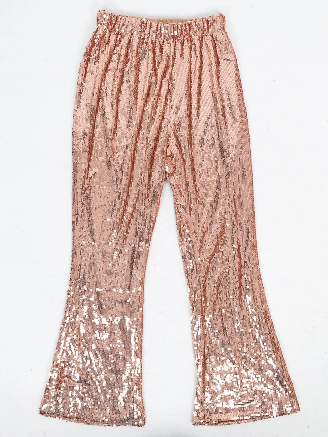 Anna-Kaci Women's Elastic Waist Sparkly Sequin 70's Disco Wide Leg Flare Palazzo Pants