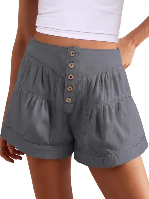 ANRABESS Women's Denim Shorts Summer Baggy High Waisted Flowy Wide Leg Buttons Pleated Casual Jean Shorts 2025 Fashion Skorts