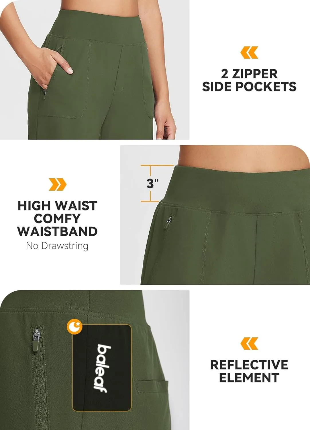 baleaf 7'' Long Athletic Shorts for Women Running High Waisted Quick Dry Workout Bermuda Soft Zipper Pockets UPF 50 