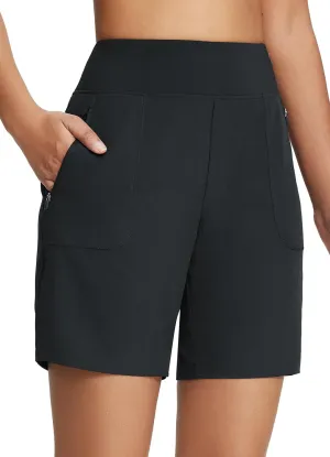 baleaf 7'' Long Athletic Shorts for Women Running High Waisted Quick Dry Workout Bermuda Soft Zipper Pockets UPF 50 