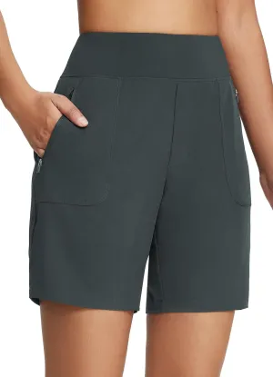 baleaf 7'' Long Athletic Shorts for Women Running High Waisted Quick Dry Workout Bermuda Soft Zipper Pockets UPF 50 
