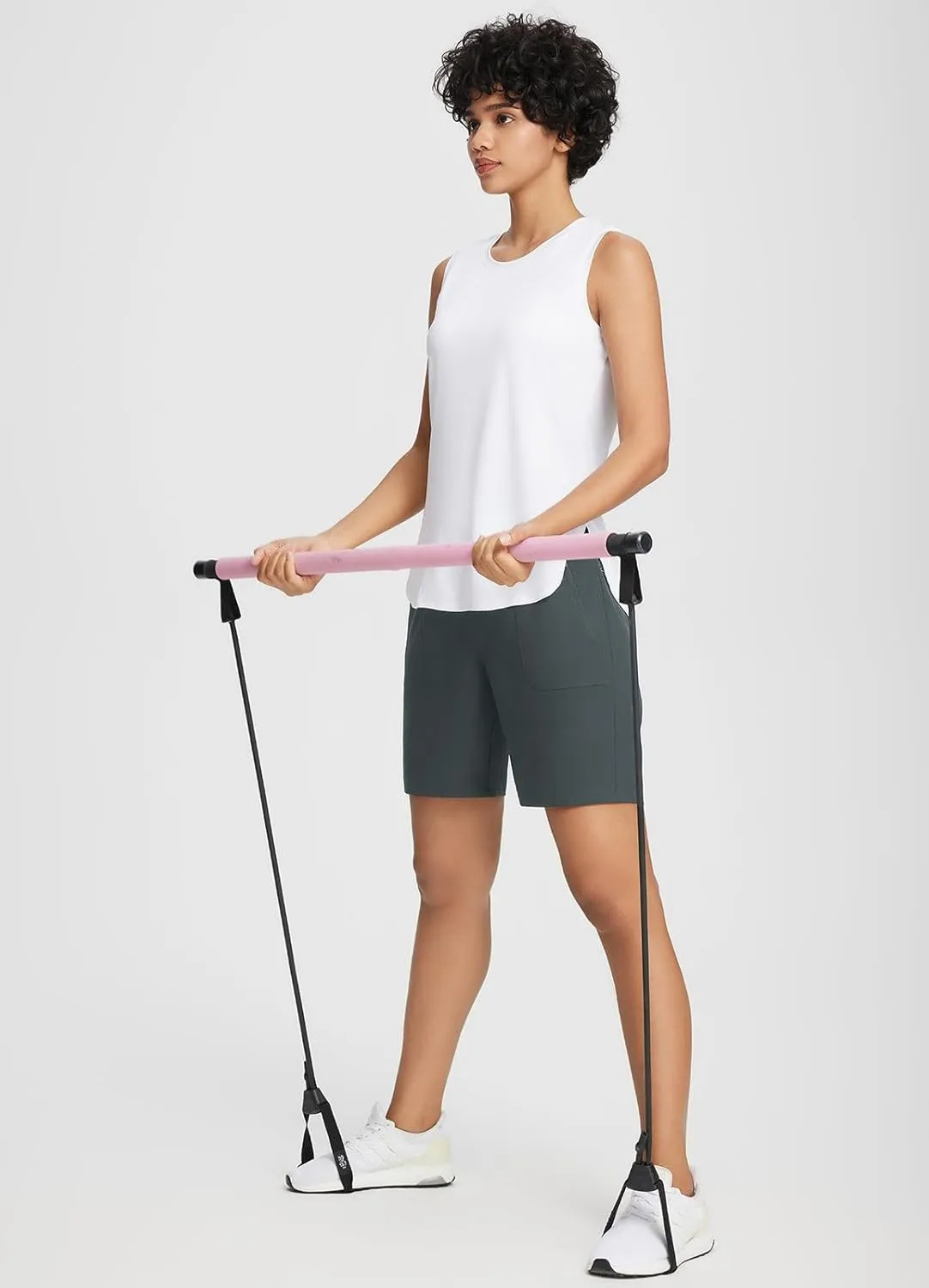 baleaf 7'' Long Athletic Shorts for Women Running High Waisted Quick Dry Workout Bermuda Soft Zipper Pockets UPF 50 