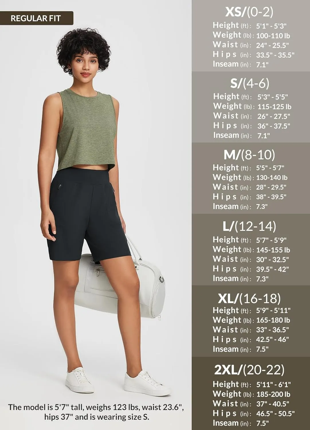 baleaf 7'' Long Athletic Shorts for Women Running High Waisted Quick Dry Workout Bermuda Soft Zipper Pockets UPF 50 