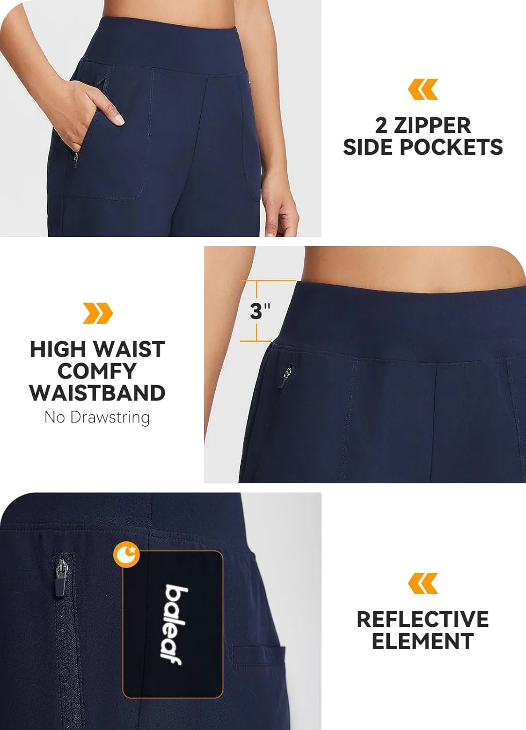 baleaf 7'' Long Athletic Shorts for Women Running High Waisted Quick Dry Workout Bermuda Soft Zipper Pockets UPF 50 