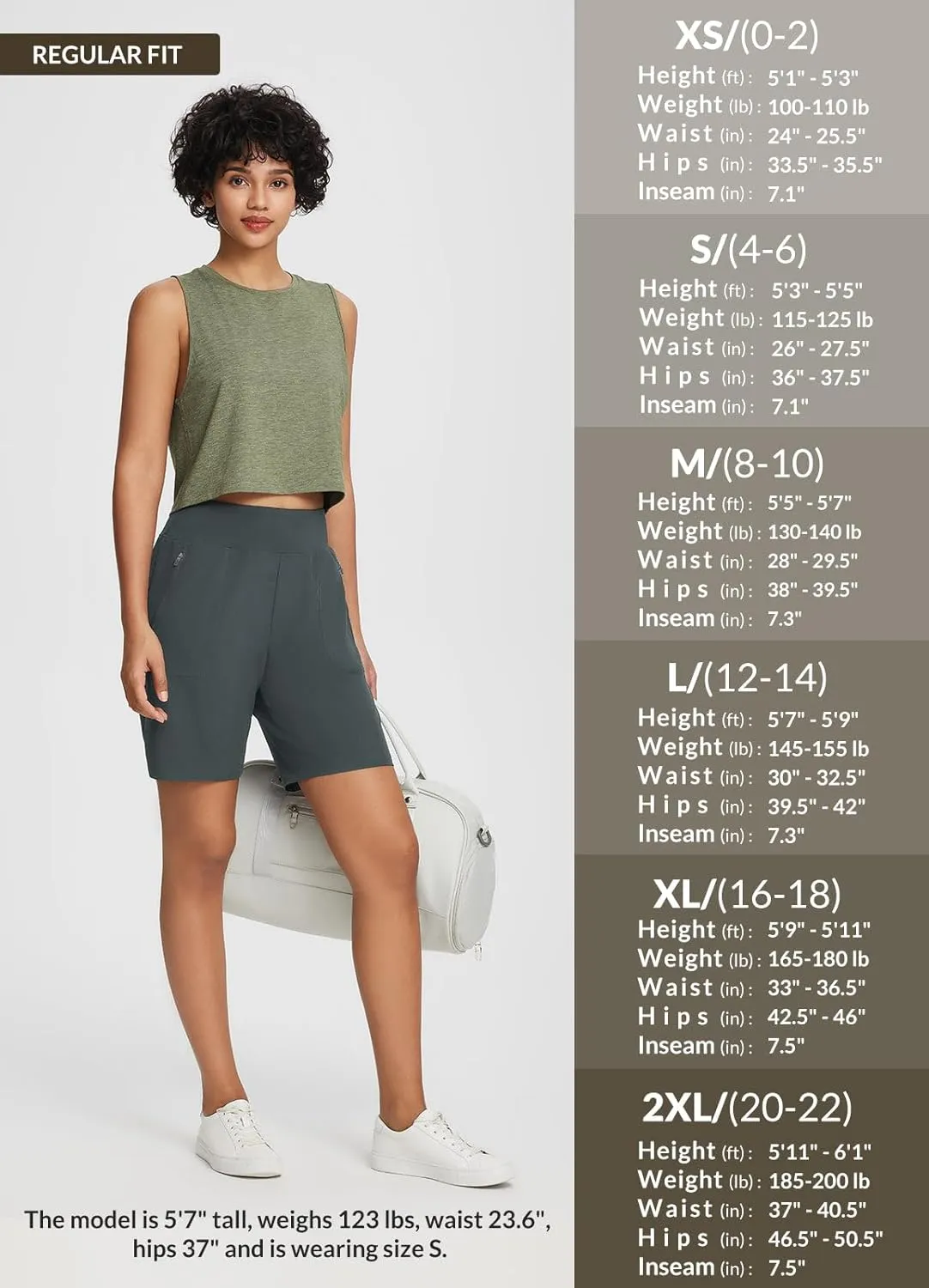 baleaf 7'' Long Athletic Shorts for Women Running High Waisted Quick Dry Workout Bermuda Soft Zipper Pockets UPF 50 