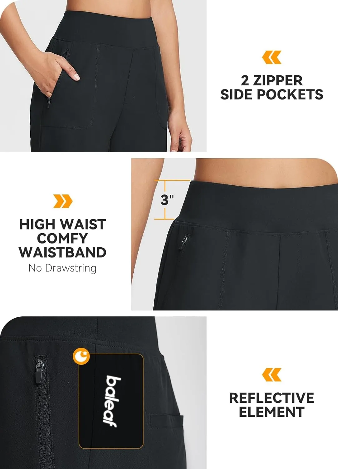 baleaf 7'' Long Athletic Shorts for Women Running High Waisted Quick Dry Workout Bermuda Soft Zipper Pockets UPF 50 