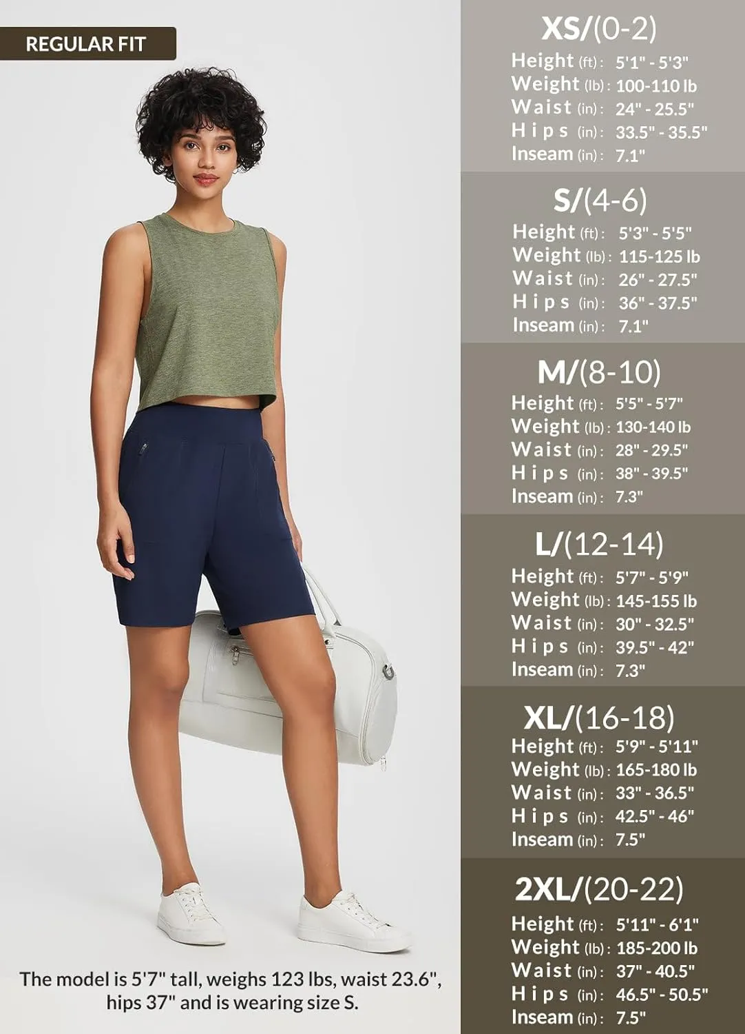 baleaf 7'' Long Athletic Shorts for Women Running High Waisted Quick Dry Workout Bermuda Soft Zipper Pockets UPF 50 