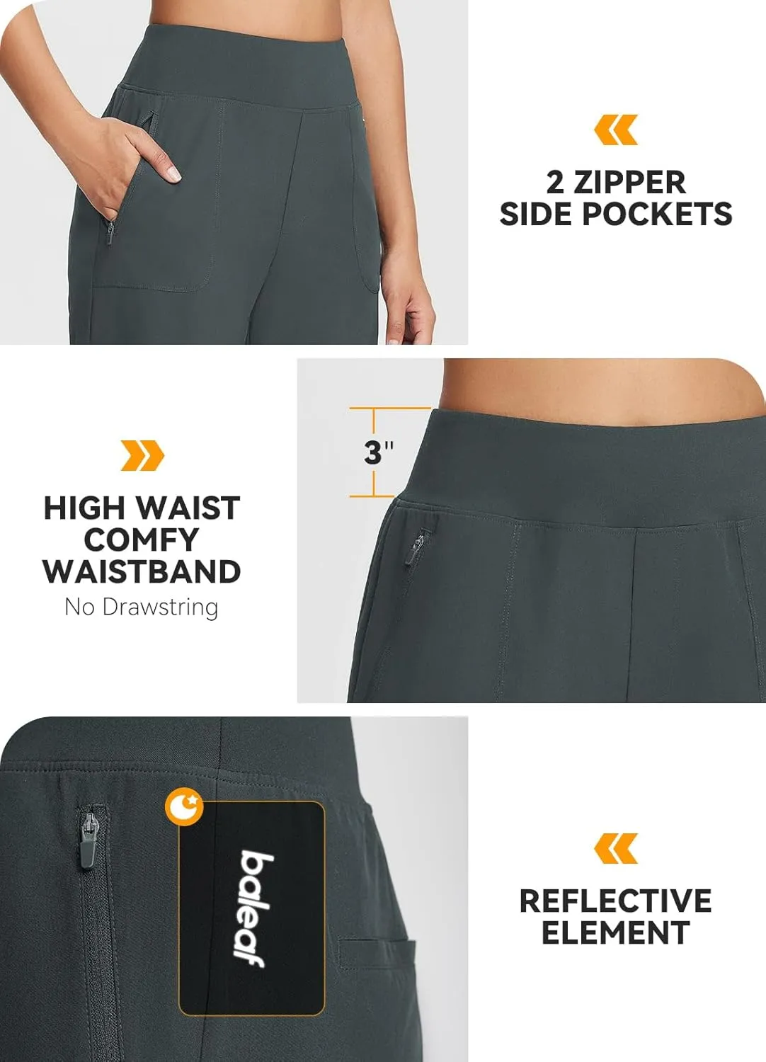 baleaf 7'' Long Athletic Shorts for Women Running High Waisted Quick Dry Workout Bermuda Soft Zipper Pockets UPF 50 