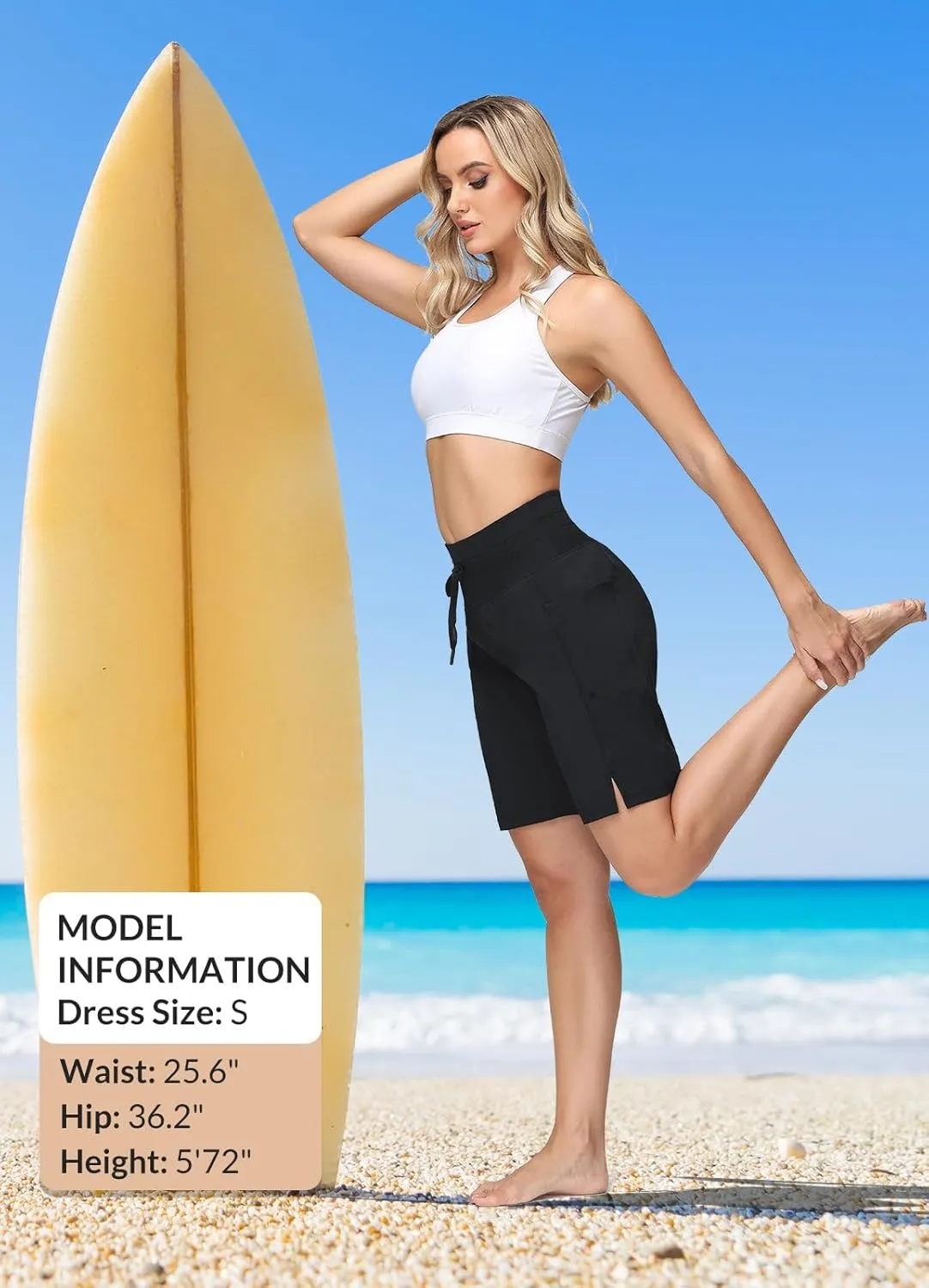 baleaf Women's 5"/9" High Waisted Swim Board Shorts Quick Dry Swimsuits Bottoms with Drawstring