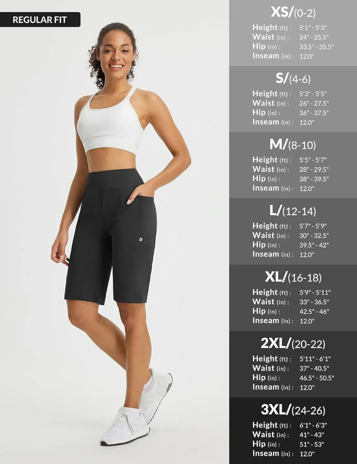 baleaf Women's Bermuda Shorts 12" Long Knee Length Running Athletic High Waist Zipper Pocket Quick Dry Loose Fit
