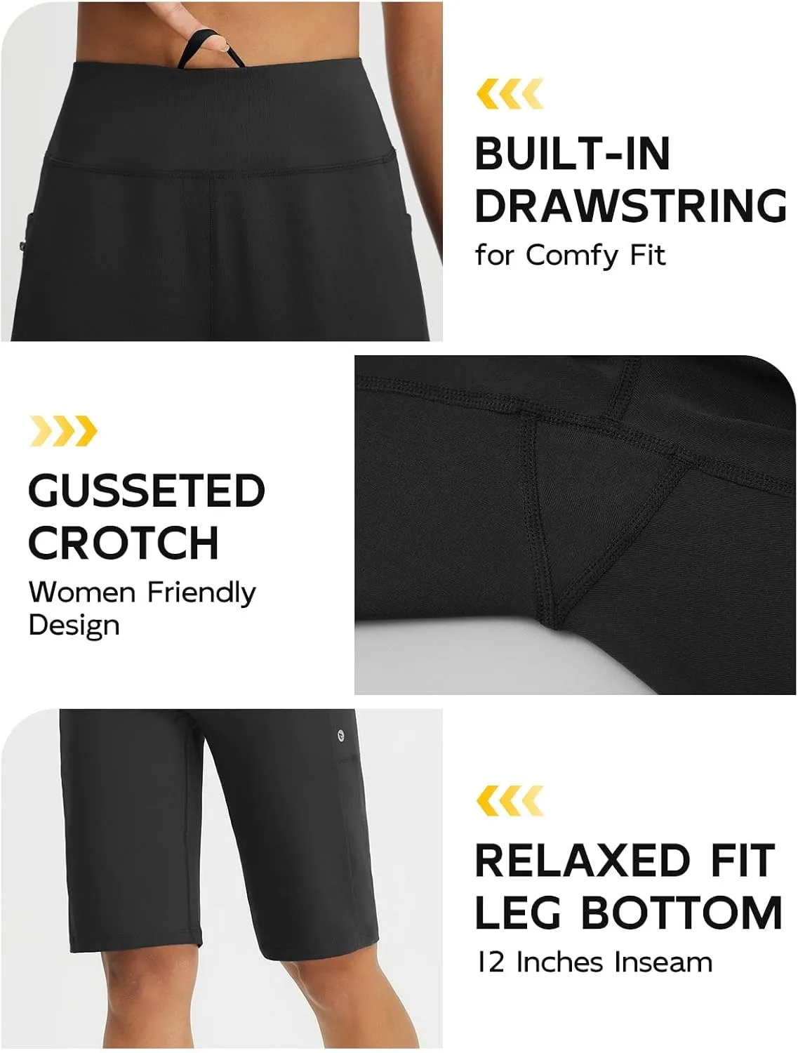 baleaf Women's Bermuda Shorts 12" Long Knee Length Running Athletic High Waist Zipper Pocket Quick Dry Loose Fit