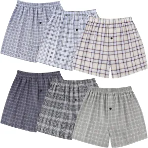 BAMBOO COOL Men's Woven Boxer Shorts,Classic Relaxed Fit,Plaid Boxers for Men,lightweight Men's underwear 6 Pack