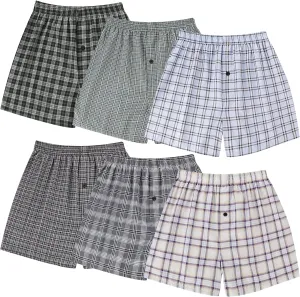 BAMBOO COOL Men's Woven Boxer Shorts,Classic Relaxed Fit,Plaid Boxers for Men,lightweight Men's underwear 6 Pack