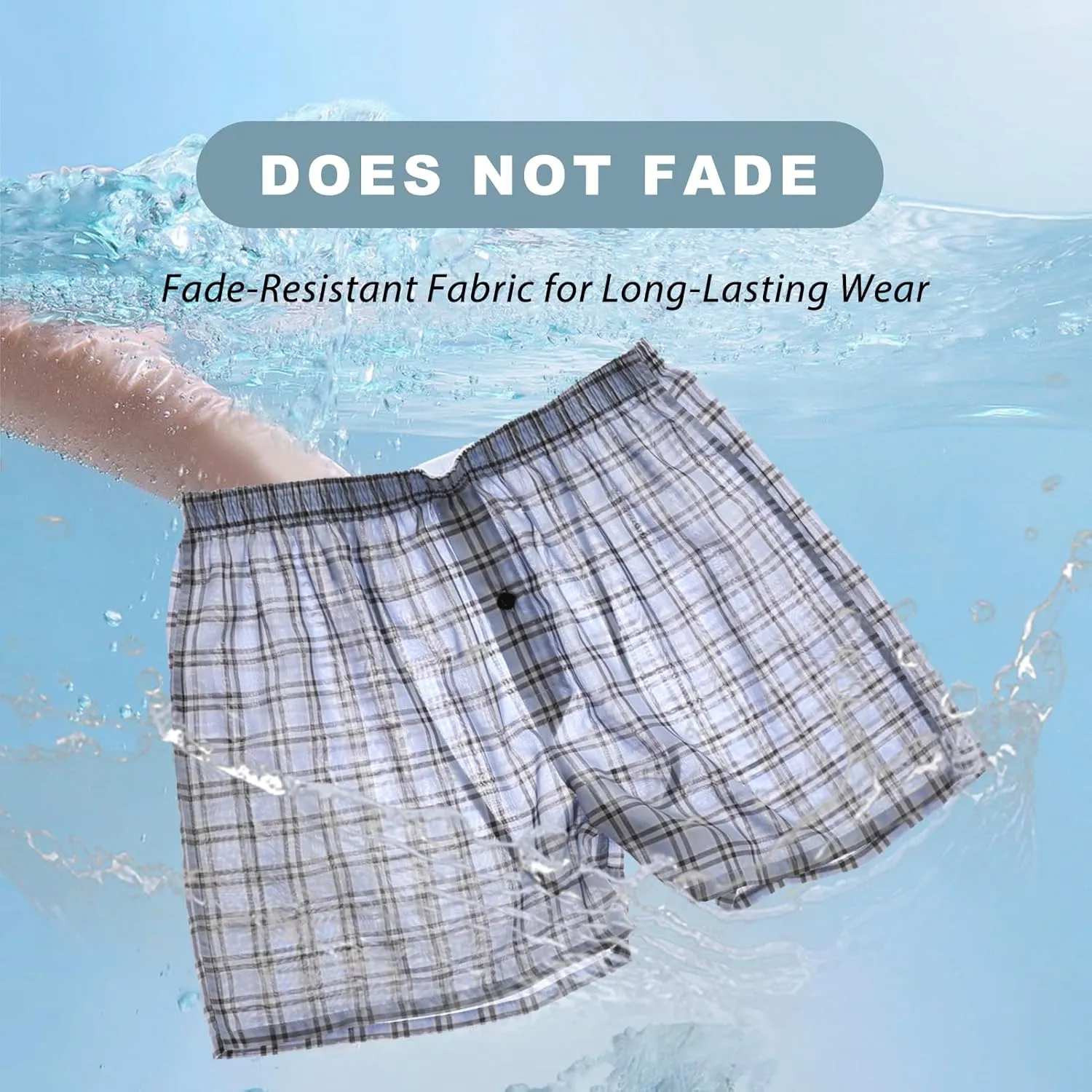 BAMBOO COOL Men's Woven Boxer Shorts,Classic Relaxed Fit,Plaid Boxers for Men,lightweight Men's underwear 6 Pack