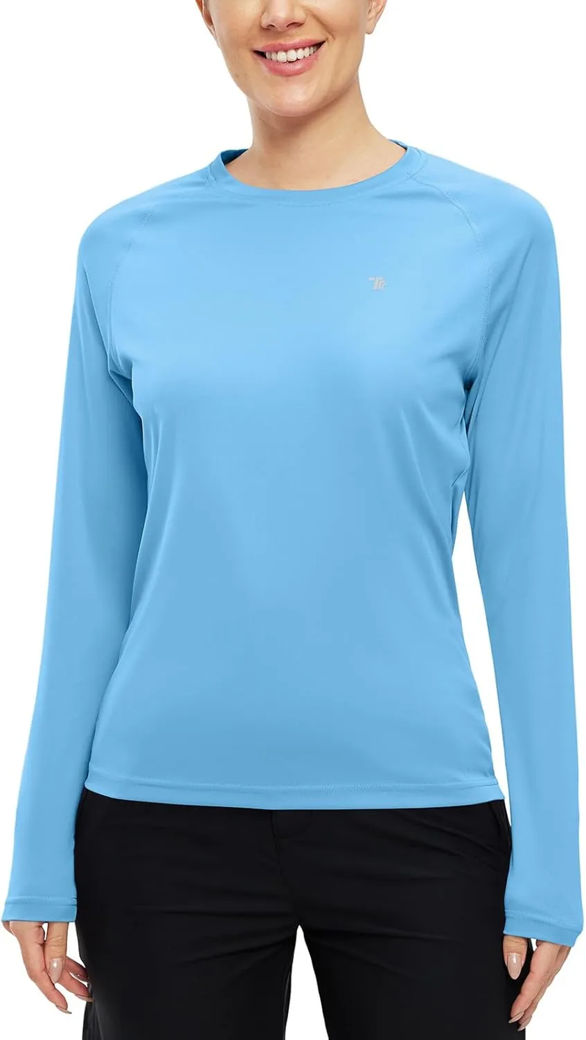 BGOWATU Women's Long Sleeve UPF 50  Sun Shirts Lightweight Workout Active Tops Quick Dry Swim Athletic Workout Rash Guard