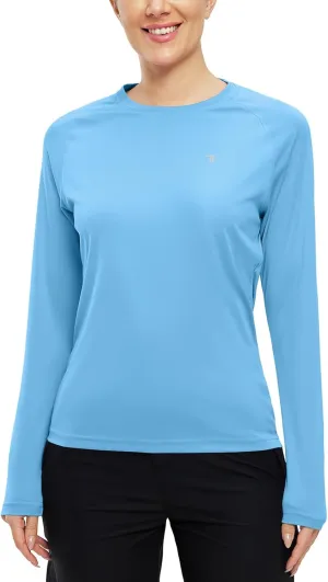 BGOWATU Women's Long Sleeve UPF 50  Sun Shirts Lightweight Workout Active Tops Quick Dry Swim Athletic Workout Rash Guard