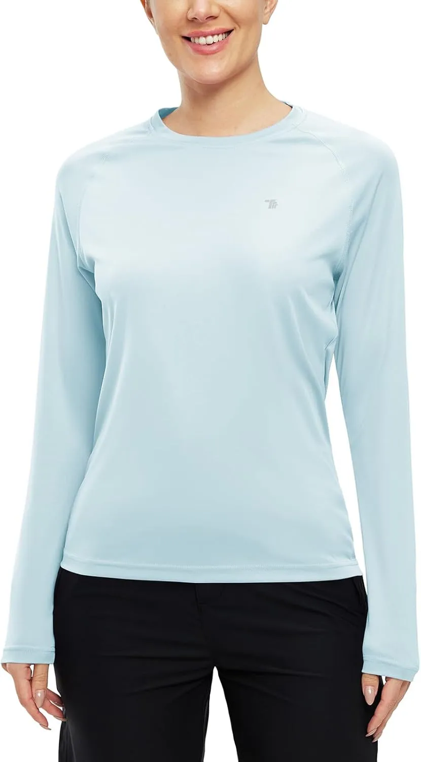 BGOWATU Women's Long Sleeve UPF 50  Sun Shirts Lightweight Workout Active Tops Quick Dry Swim Athletic Workout Rash Guard