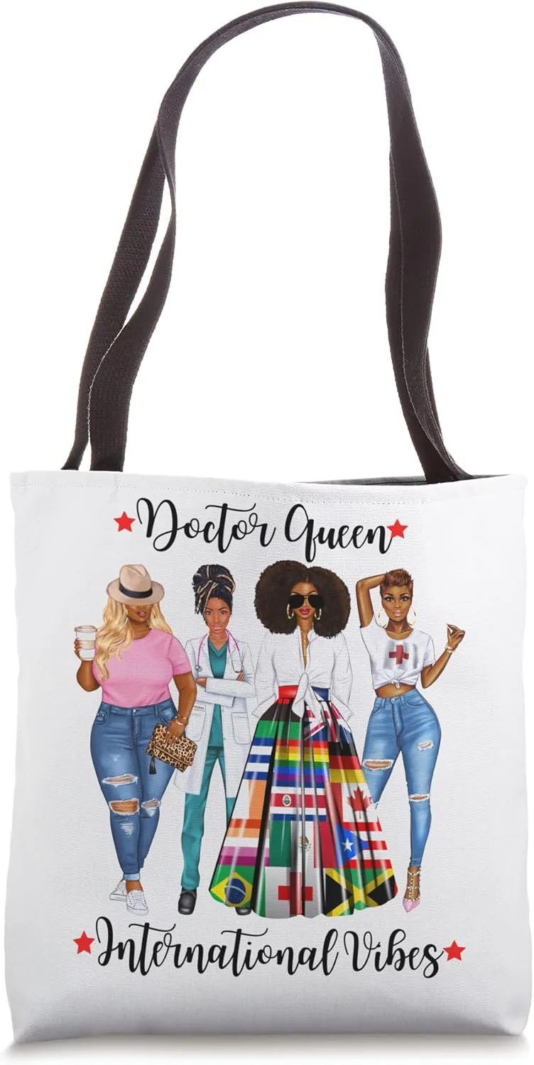 Black International Doctor Afro Black History Month COuntry Tote Bag