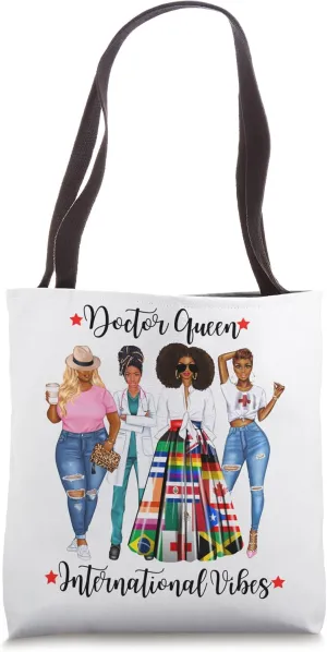 Black International Doctor Afro Black History Month COuntry Tote Bag