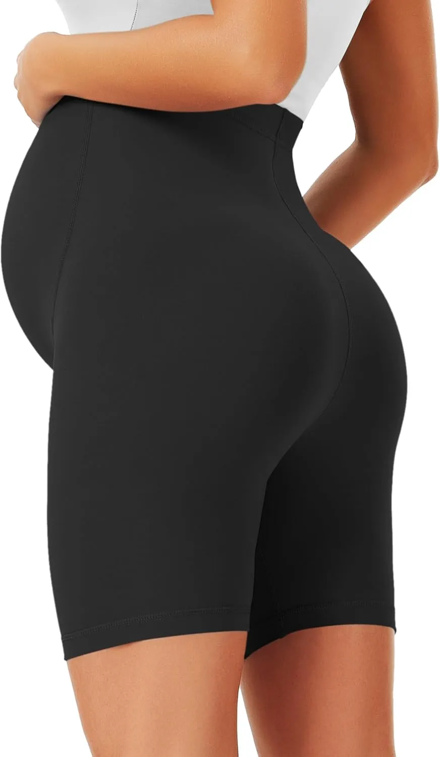 BONVIGOR Maternity Shorts Over The Belly-5" Biker Workout Yoga Active Athletic Pregnancy Short Pants Lounge Pajama