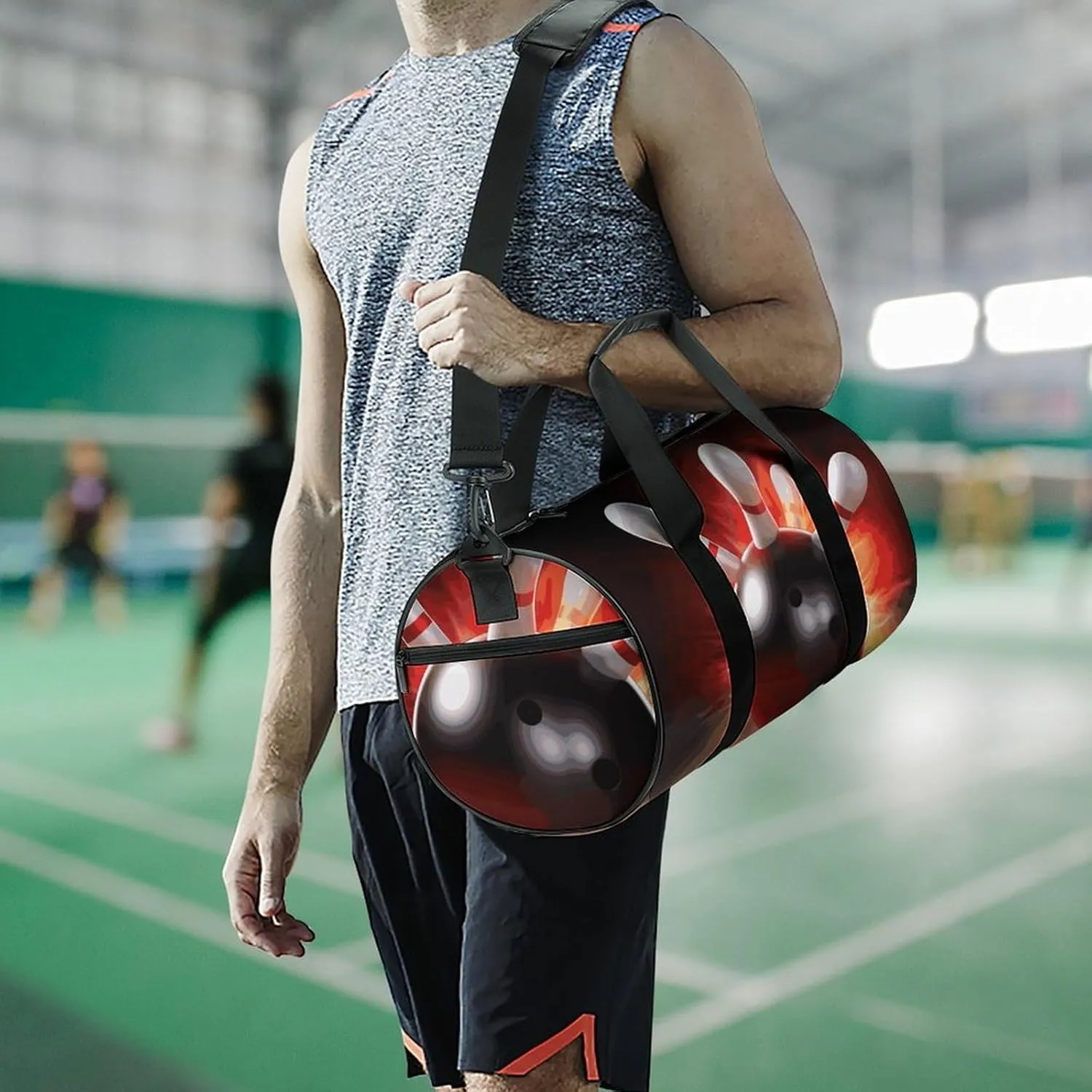 Bowling Ball Gym Bag Small Travel Duffle Bag with Compartment Carry On Weekender Bag for Women Men