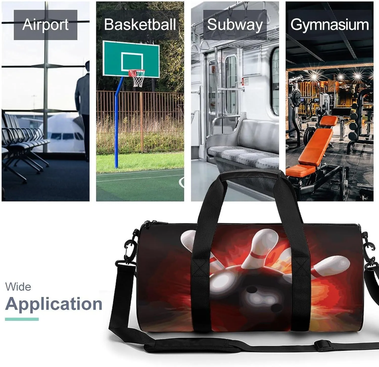 Bowling Ball Gym Bag Small Travel Duffle Bag with Compartment Carry On Weekender Bag for Women Men