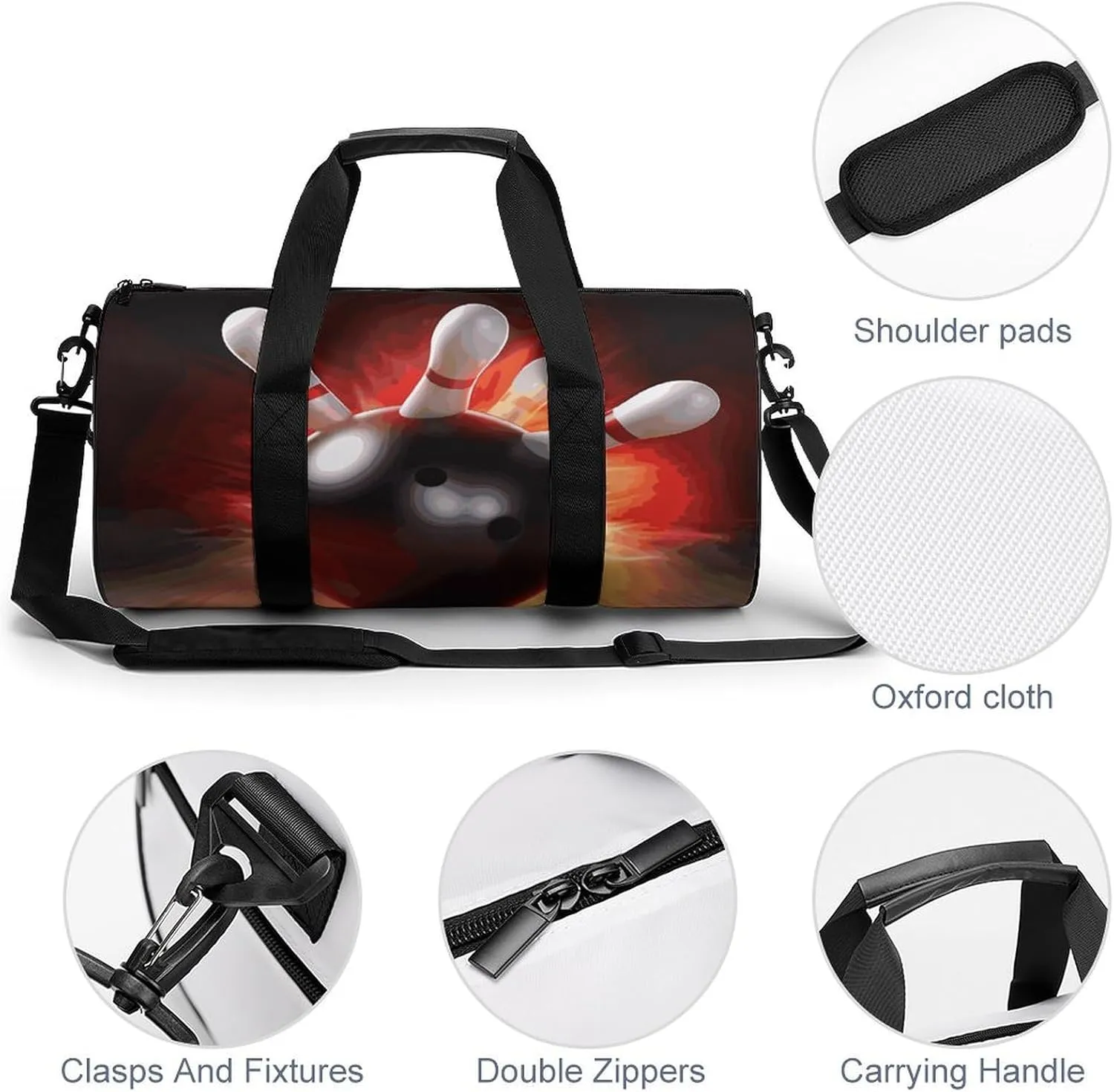 Bowling Ball Gym Bag Small Travel Duffle Bag with Compartment Carry On Weekender Bag for Women Men